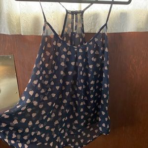 Papaya midnight blue camisole with tan hearts sz L